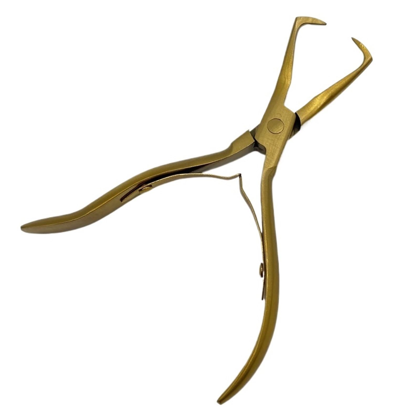 Mzsklw Golden Hair Extension Pliers 1 Pc 5. Inch Silver Stainless Steel Bent Nose Clamp Hair Extension Plier With Two Hook Keratin Extensions Removal Tools(Golden)