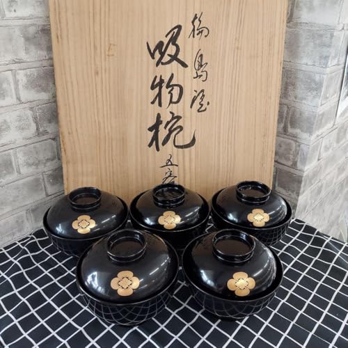 輪島塗　おしるこ椀　吸物椀　小皿　盆　八寸　5客セット　薄手　ポップな色味 輪島塗 おしるこ椀 吸物椀 小皿 盆 八寸 5客セット 薄手 ポップな色