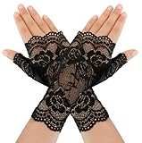 eboozone Women Short Lace Gloves Halloween Vampire Costume Accessories Fingerless Black Lace Gloves for Women