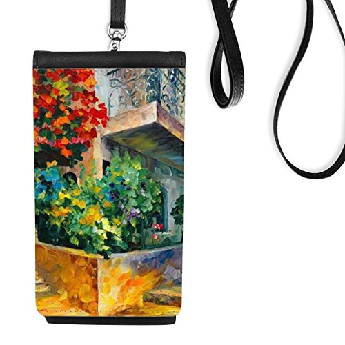 Bourse en cuir suspendu pour smartphone avec motif peinture à l'huile
