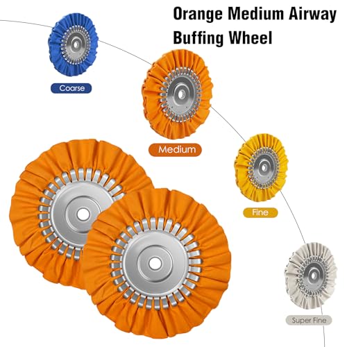 Image of 2PCS 8 inch Airway Buffing Wheel with 5 /8 inch Arbor Flange-Free Hub,Orange Buffing Wheels for Angle Grinder, All-Purpose Polishing Wheels for Aluminum Wheels Stainless Steel and Metal Finishing