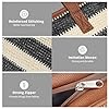 KALIDI Straw Tote Beach Bag Striped Shoulder Handbag Stitch Woven PU Leather Handle Zipper Closure Inner Pocket Travel Shopping Picnic #5