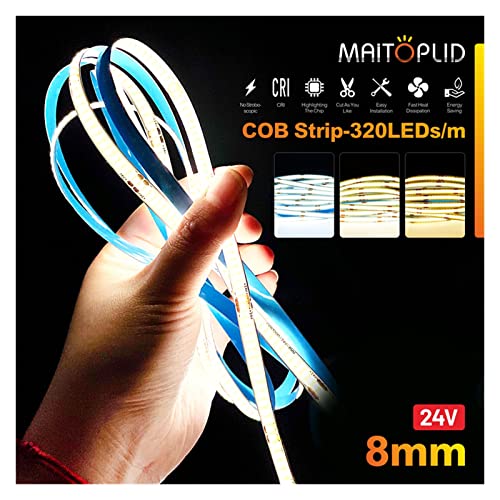 Tira de luces LED COB flexible 8 mm 24V iluminación sin puntos 2