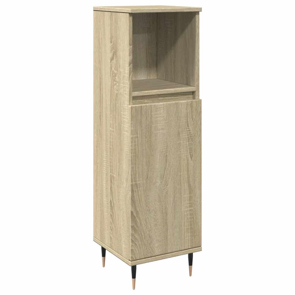 Armario de Baño con 3 Compartimentos y Puerta Reversible para Almacenamiento Organizado de Artículos de Tocador y Productos de Higiene Personal