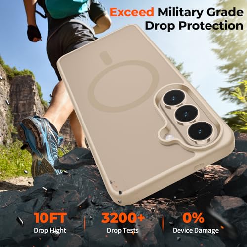 Image of SUPFINE Magnetic for Samsung Galaxy S26 Plus Case with Screen Protector, (Built-in Magnets) (Military Grade Drop Protection) Slim Translucent Shockproof Phone Case,Pink Gold