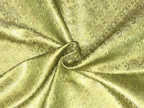 Tissu brocart de soie jacquard or jaune 111cm pour robe et veste
