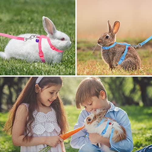 2 Pack Rabbit Harness Leash - Persuper Bunny Cat Leash Adjustable Soft Nylon Small Animal Harness Set For Walking Running Outdoor Use With Safe Bell For Puppy Dog, Pig, Kitten, Ferret, Mini Pet #TOP4