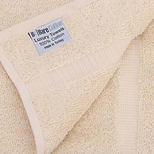Image of Luxury Hotel & Spa Towel Turkish Cotton Bath Towels - Beige - Dobby Border - Set of 4