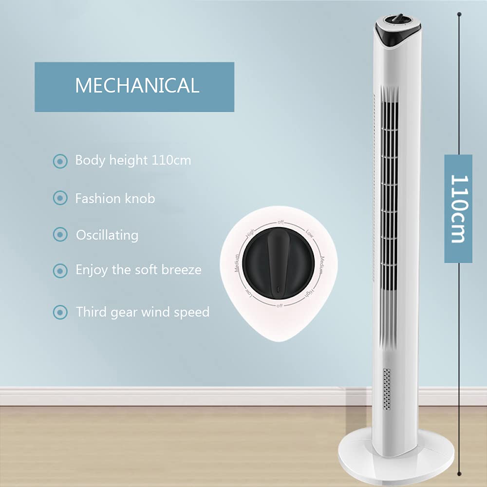 Ventilador De Torre 3 Velocidades 3 Modos,Temporizador 12 H Ventilador Vertical,45W Ventilador Bajo Consumo Silencioso,Ventilador Columna Con Mando A Distancia,110cm-Mechanical