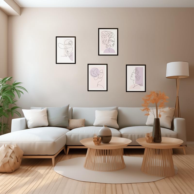 Feuilles décoratives dessin avec ligne continue Soul Art M04 mur vide - 3