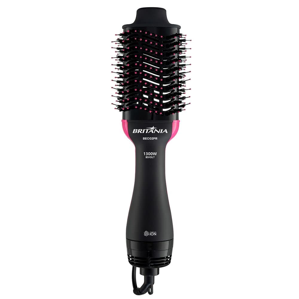 Britânia Escova Secadora BEC02PR Bivolt 4 em 1 1300W Plástico Rosa/Preto