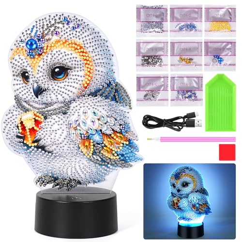 Starnearby DIY Diamond Painting Owl Decoration, 5D Diamond Painting Creative Night Light Craft Set, Diamond Painting Art Set, Ornaments Gifts for Beginners, Home Gift Decoration for Girls (Owl) Starnearby DIY Diamond Painting Owl Decoration, 5D Diamond Painting Creative Night Light Craft Set, Diamond Painting Art Set, Ornaments Gifts for Beginners, Home Gift Decoration for Girls (Owl)