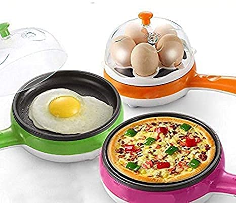 SEAHAVEN 2 in 1 Single Layer Egg Boiler Steamer Cooker with Handle and Capacity of 7 Eggs | Egg Boiling Non-Stick Steamer and Egg Frying Pan Machine in Multicolor-picture-11
