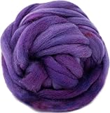 Wool Roving Craft Fiber. Hand Dyed Soft BFL Wool Top. Pre-drafted for easy Hand Spinning, Needle Felting, Wet Felting, Weaving, Embellishments and Felted Soap. 1 Ounce, Violet Purple