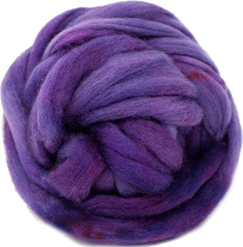 Wool Roving Hand Dyed. Super Soft BFL Combed Top Pre-Drafted for Easy Hand Spinning. Artisanal Craft Fiber ideal for Felting, Weaving, Wall Hangings and Embellishments. 1 Ounce. Violet Purple
