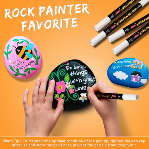 Image of 6 Pc White Acrylic Paint Pens Markers, Dual Tips Waterproof Paint Markers