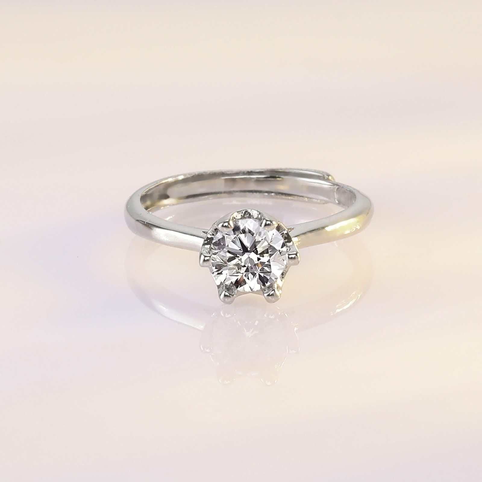 Pierścionek Fedina Białe Złoto Kobiety 9 Kt / 14 Kt / 18 Kt, 1 CT Syntetyczny Diament Okrągły Solitaire, Srebrne Pierścionki Damskie Zaręczynowe