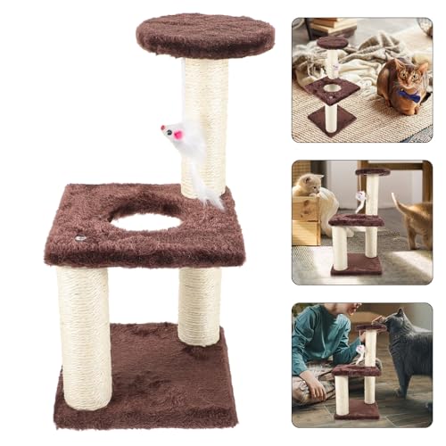 Rascador para gatos Beaupretty 3 niveles color café miniatura 6
