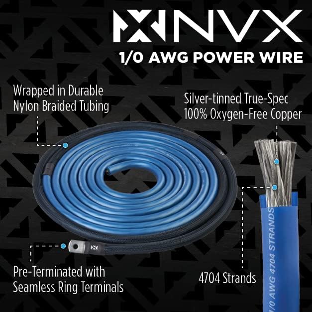 Miniatura 2 de NVX Kit completo de cableado de amplificador 10 calibre 10 AWG 100% OFC con cable RCA de 2 canales - XKIT02