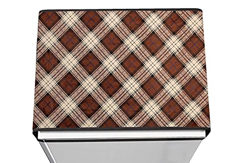 Image of Stylista Refridgerator top Cover Suitable for Samsung RR23C2E35NK /HL, 215 Liter Fridge, Dimension (WXD) 71x109 CM, Checkered Pattern Beige