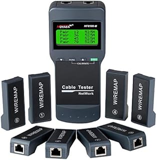 Network Cable Tester RJ45 - NOYAFA Network LAN Length Cable Tester Meter for Cat5, Cat6, 5e, 6e Locate The Breakage Point, Length Measurement, Continuity Checking with 8 Remote Units