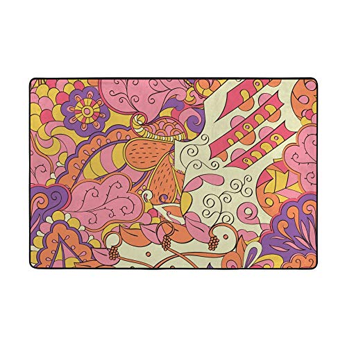 Tapis Abstrait Mehndi Ethnique Ruchen Qualité Durable Grand Format - 6