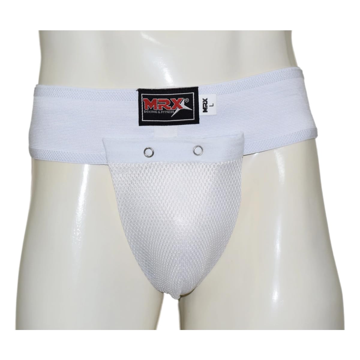 MRX Men's Boxing MMA Groin Guard Plastic Cup Inserted Adult Abdominal Protector (White 2XL)
