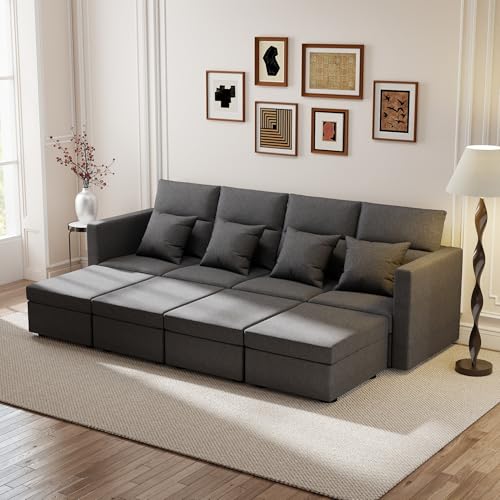 Cloud Modular Sectional Couch: 105" Grey Cloud Modular Sectional Sofa