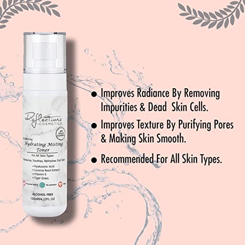 Hydrating Toner For Face By Reflectionzz Alcohol-Free Toner With Hyaluronic Acid, Tiger Grass & Licorice Root Extract Anti-Aging Facial Toner For Dry Skin, Combination Skin Face Toner For Women & Men #TOP4