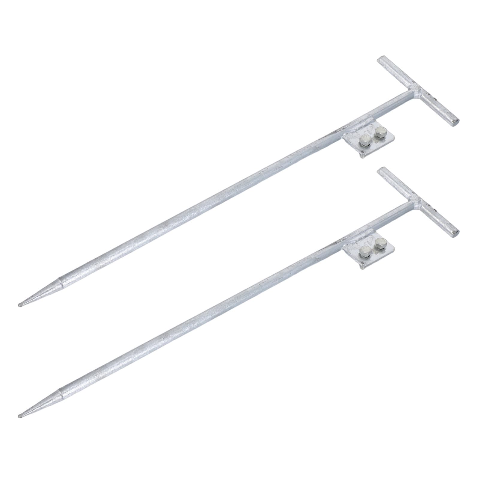 Hemobllo Asta di Messa a Terra Zincata a T 12x500mm Set 2 Pezzi per Impianti Elettrici Domestici e Industriali Doppio Foro, Barre di Messa a Terra Resistenti Agli Agenti Atmosferici