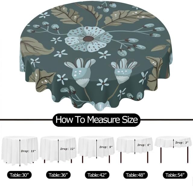Miniatura 6 de Exquisite Round Tablecloth Floral Table Cloth Decor Washable Table Cover with Wrinkle Resistant for Home Kitchen Dining Room Picnic Camping Party