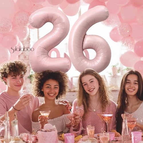 Image of 40 Inch Light Pink Number 26 Balloon 0-9 26th Foil Big Giant | Digital for Birthday Anniversary Graduation Decorations