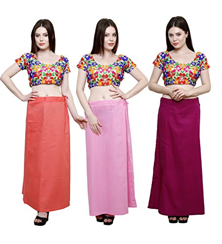 Image of Pistaa combo of 3 Women's Cotton Best Indian Readymade Inskirt Saree petticoats