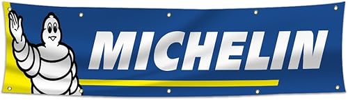 Bandera Michelins de 2 x 8 pies para neumáticos de carreras, bandera grande para tienda, garaje, taller, decoración