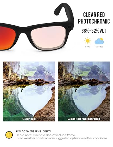 Image of BLAZERBUCK Photochromic Replacement Lenses Compatible with Ray-Ban Meta Wayfarer RW4006 | RW4012 (Gen 2) 50mm Smart Glasses