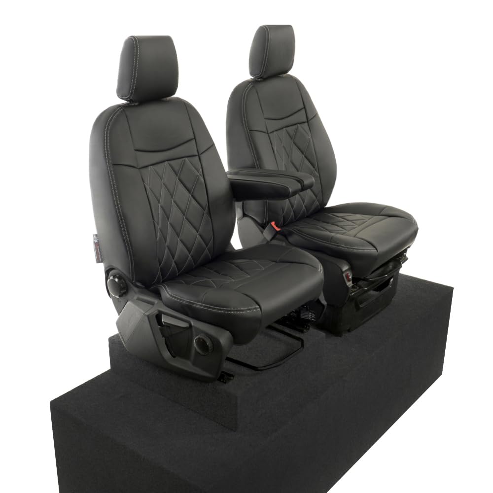 Fundas A Medida Para Ford Transit VIII (desde 2013) - Primera Fila De Asientos, Color Negro, 100% Poliéster Con Espuma, Lavables