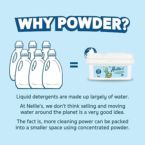 Nellie's Laundry Soda - Concentrated Laundry Detergent Powder - Bulk 200 Loads- Eco-Friendly, Biodegradable, Vegan, Hypoallergenic, Fragrance-Free, And Non-Toxic Formula #TOP5