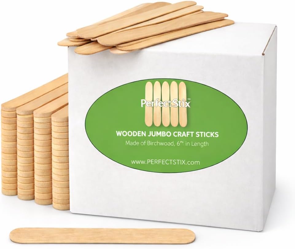 Perfect Stix Jumbo Wooden Craft Sticks (6" x 3/4"), Perfect for Waxing, Craft Project, Tongue Depressor, Popsicle, Ice Cream Stick, Package of 1,000ct