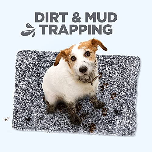 Soggy Doggy Doormat With Plain Design, Microfiber Chenille Indoor Wet Dog Mat For Muddy Paws And Drying, Ultra-Absorbent Dog Mats For Sleeping And Lounging, Gray #TOP2