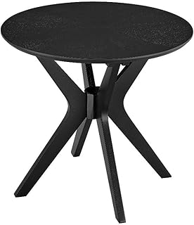 Modway Crossroads 24” Round Wood Side Table, Ash Wood Veneer in Black