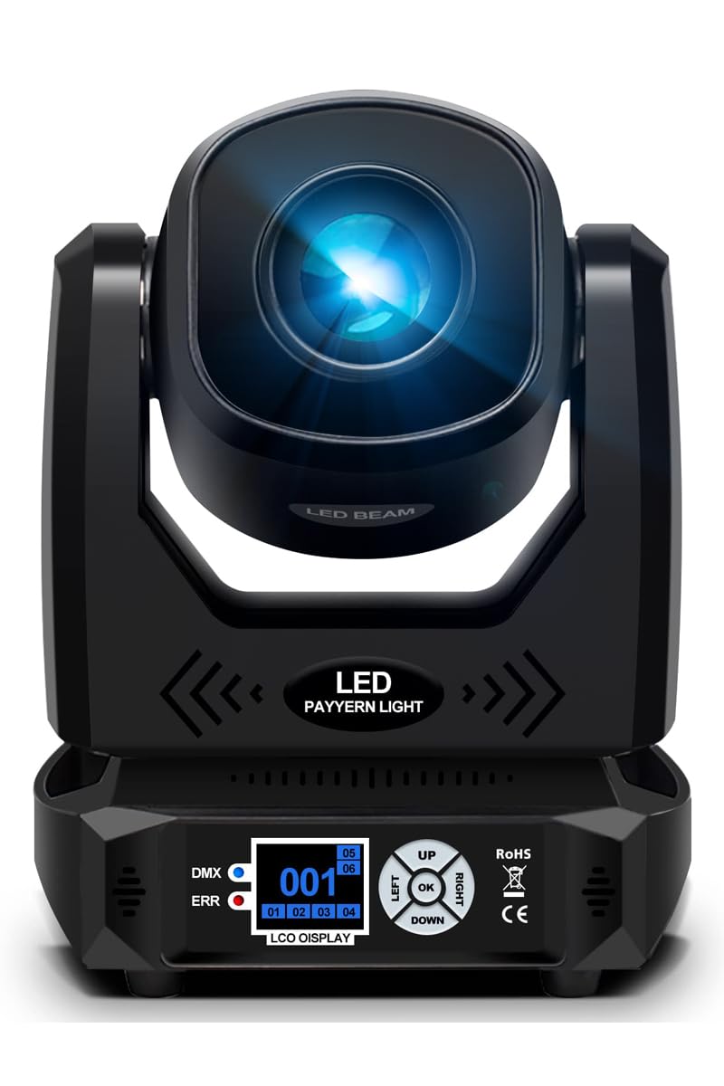 SHEHDS 100 W bewegliche Scheinwerfer, Strahl-Effekt, 16 Grad, 7 dynamische und 6 statische Gobos, 8 Farben, Strahler, 6-Facet-Prisma DMX512 mit RDM und linearem Fokus, DJ-Bühnenlichter