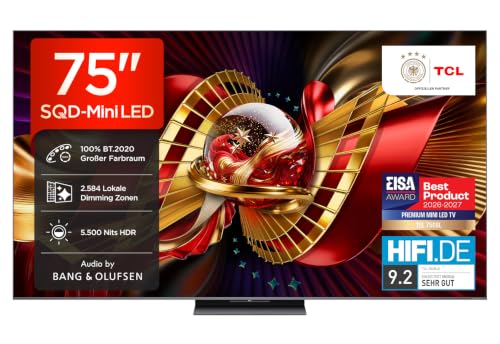 TCL 75C8L SQD-Mini LED 75 Zoll Fernseher, 4K Smart TV, Google TV, HDR10+ – Ansicht 1