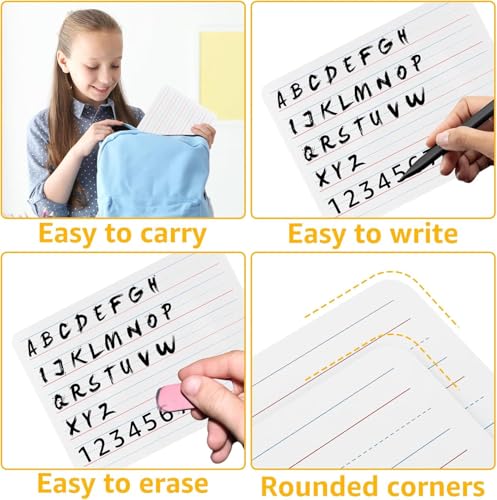 ASelected 20 Weiße Tafel A4 Mini Doppelseitige Trocken Abwischbare Whiteboards, 22.5x30CM, Tragbar für Schule, Büro und Zuhause - Ideal für Lernen und Notizen