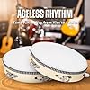 Flexzion Wood Handheld Tambourine (2 Pack) 8 Inch Single Row 5 Pair Jingles, Hand Held Percussion Drum Moon Musical Tambourine with Ergonomic Handle Grip for Kids Adults Classroom Gift Party #3