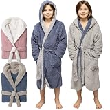 CalmyLIFE Bademantel Kinder Mädchen Jungen - mit Wendefunktion und Kapuze Teenager kuschelige...