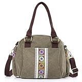 Women Canvas Top-Handle Handbag, Vintage Heavy-duty Crossbody Bag Tote Handbag Green