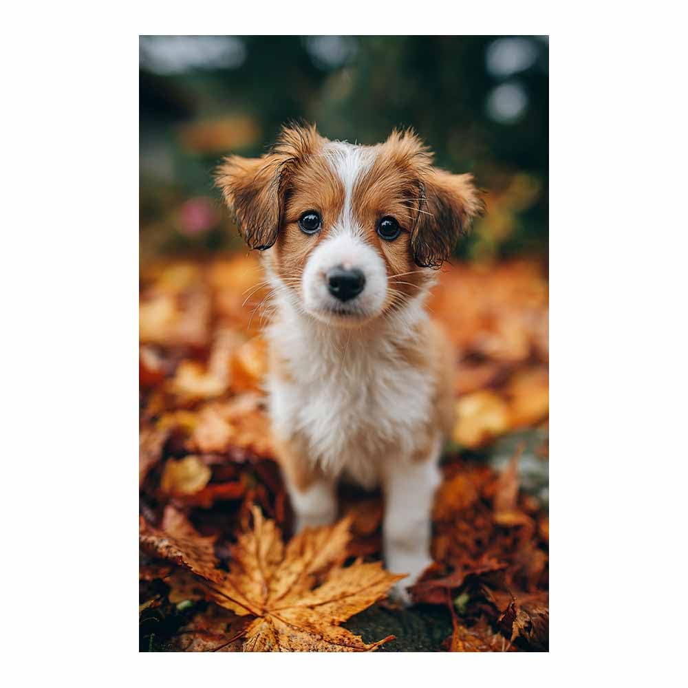 ZAMAEIU Canvas Print Wall Art puppys autumn Abstract Dog Animal Paintings, Suitable for living room, bedroom, for Kids Room Decoretc.(yellow)-80x120cm Unframed