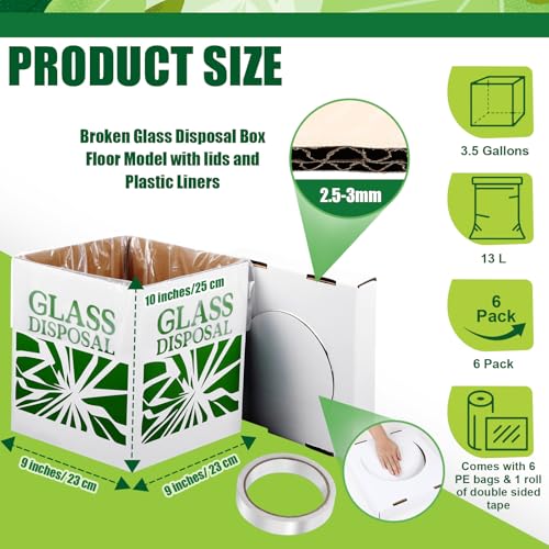 Image of Resurhang 6 Pcs Broken Glass Disposal Box 9 inch L x 9 inch W x 10 inch H Benchtop Model Laboratory Glass Disposal Cardboard Box Container Bins Trash Cans Cartons for Party Broken Bottle