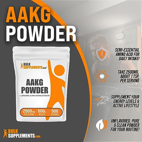 Bulksupplements.com Aakg Powder - Arginine Alpha-Ketoglutarate, Akg Supplement - Nitric Oxide Supplement, Arginine Supplement - Unflavored & Gluten Free, 2500Mg Per Serving, 500G (1.1 Lbs) #TOP1