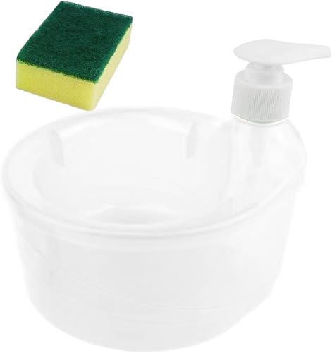 Miniatura 6 de Dispensador de jabón para platos para cocina, soporte de esponja, dispensador de jabón para lavar platos, utensilios de cocina 2 en 1, dispensador